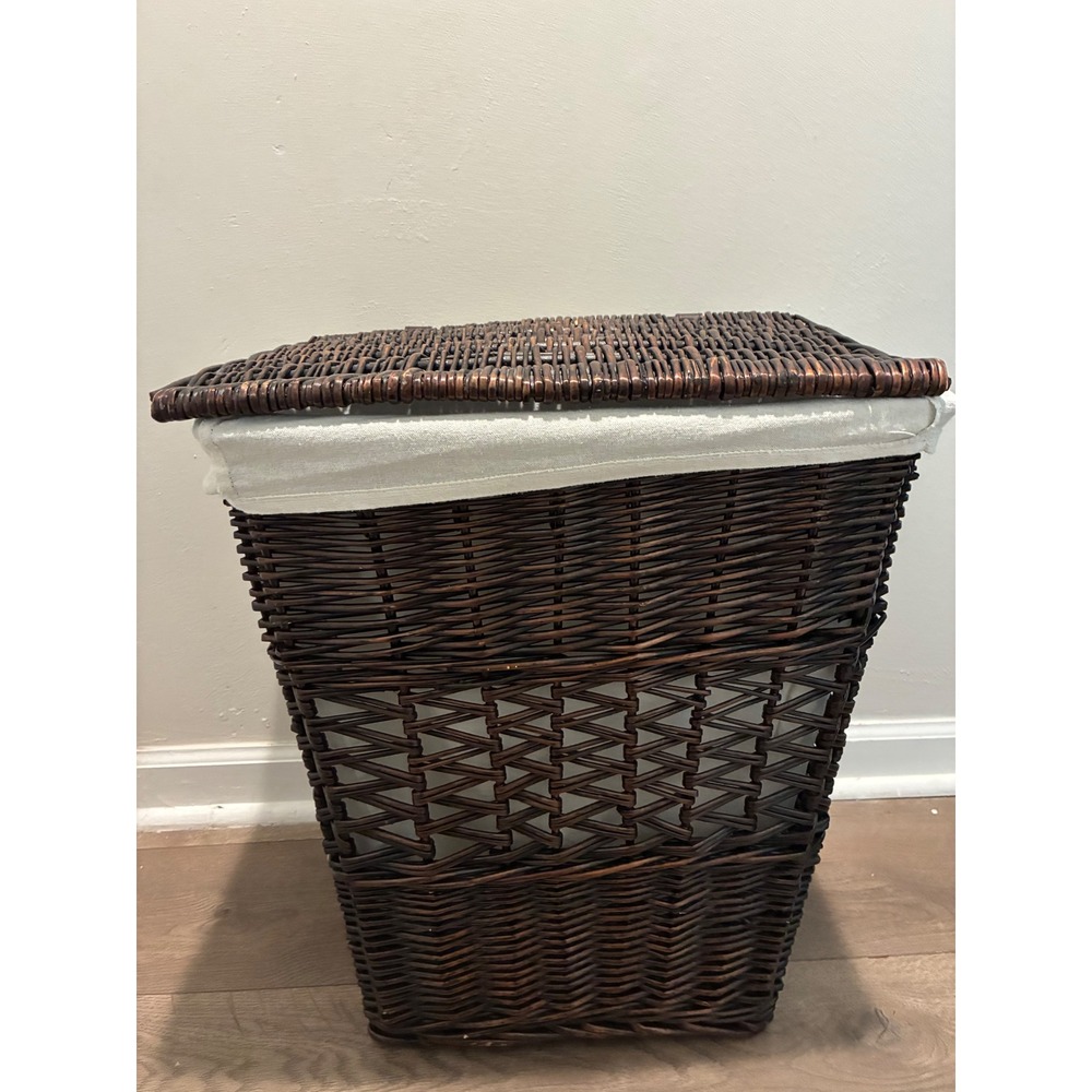 Unbranded Wicker Laundry Hamper Large Dark Brown